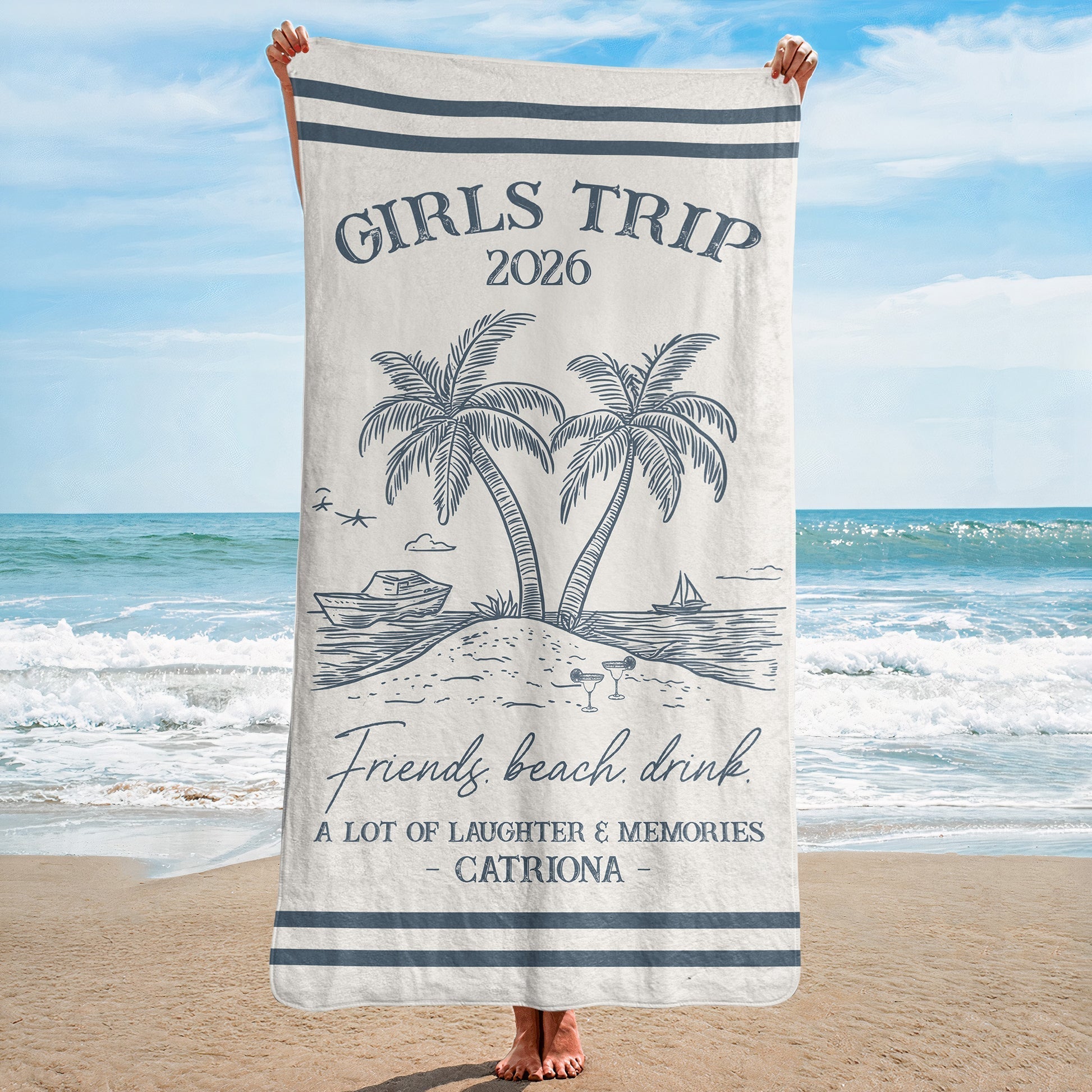 Custom Beach Towels for Friends and Family Trips 2026 - Personalized Vacation Souvenirs Beachwear MagicInPrints