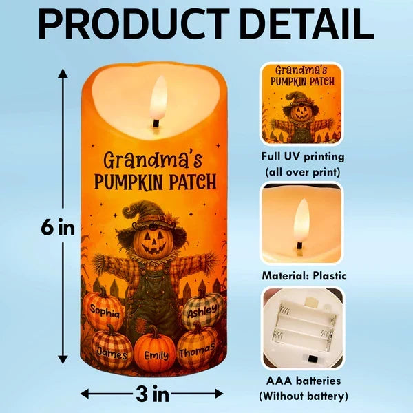 Personalized Flameless LED Candle Autumn Decor Gift for Grandma