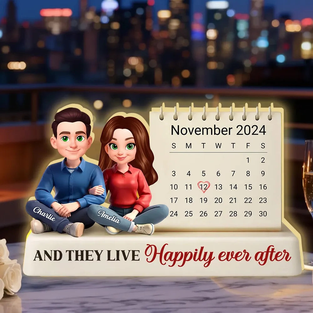 Personalized Couple Figurine Anniversary Calendar - Romantic Gift Plaque MagicInPrints