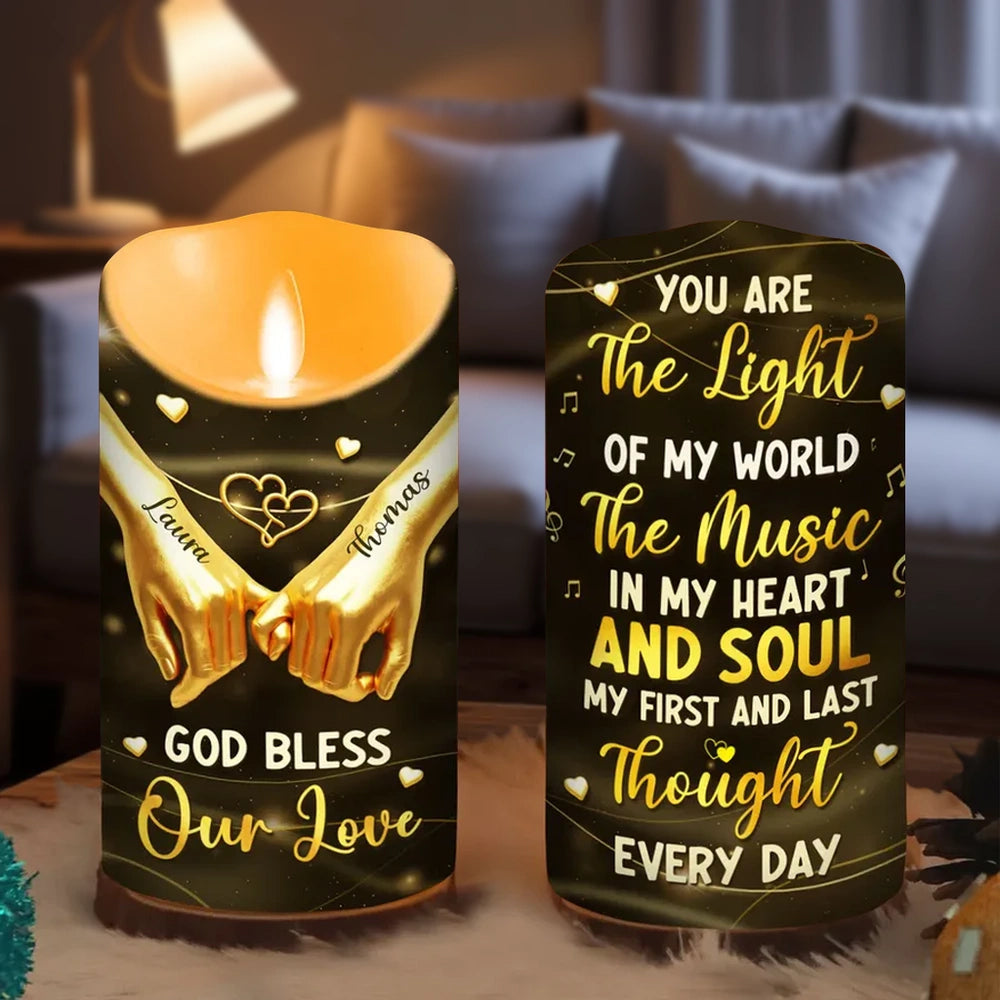 Personalized LED Candle for Couples - Romantic Home Decor Gift Lamp MagicInPrints