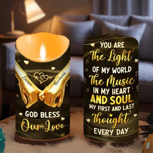 Personalized LED Candle for Couples - Romantic Home Decor Gift Lamp MagicInPrints