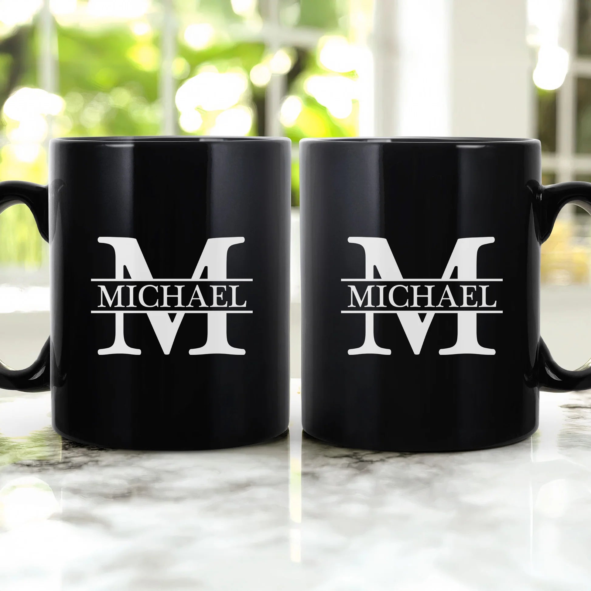 Personalized Black Coffee Mug Set for Men with Initials - Perfect Gift for Home or Office Cup MagicInPrints