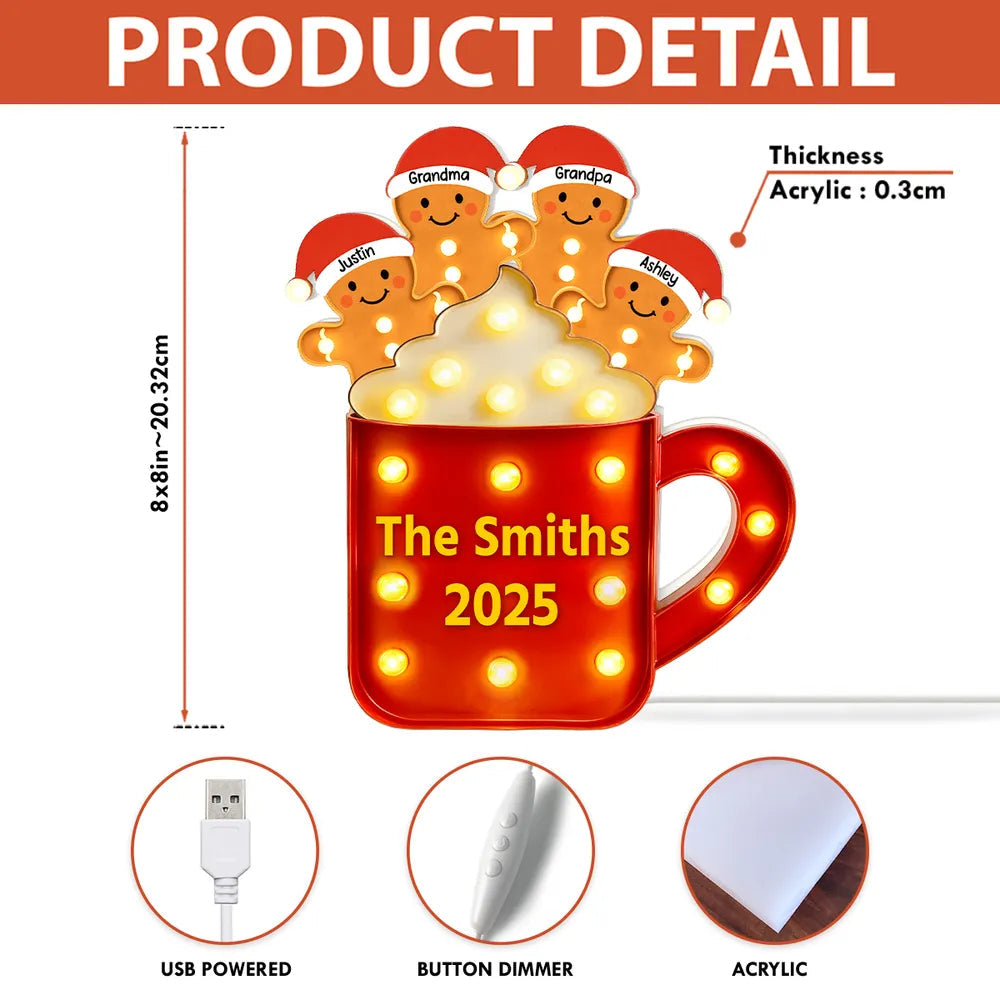 Personalized Family Christmas Light-Up Mug Sign - Festive Holiday Decor Plaque MagicInPrints