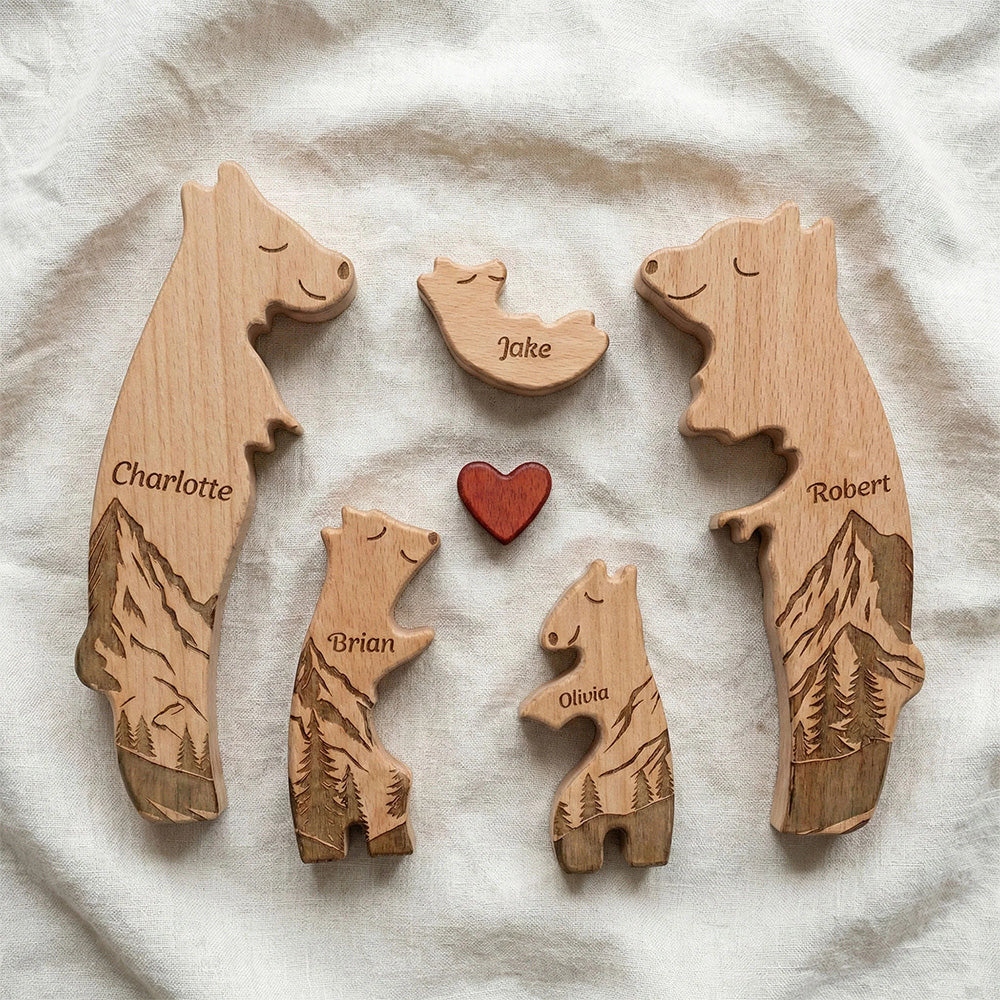 Personalized Wooden Bear Family Puzzle for Home Decor - Sentimental Gift Plaque MagicInPrints