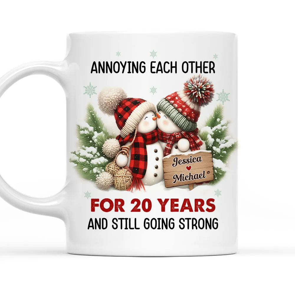 Personalized Anniversary Mug for Couples - Cute Snowman Design - 1 Year Celebration Cup MagicInPrints