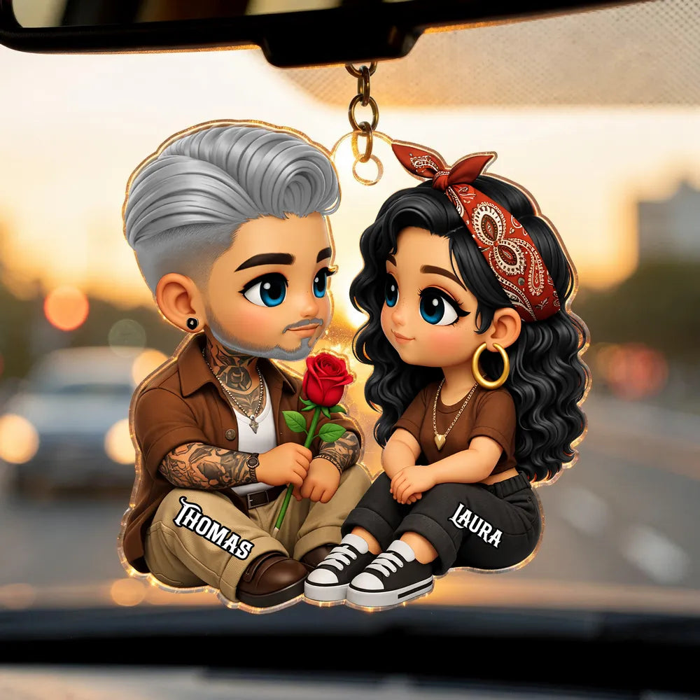 Personalized Couple Car Hanging Ornament for Romantic Gift - Custom Names Car Hanger MagicInPrints