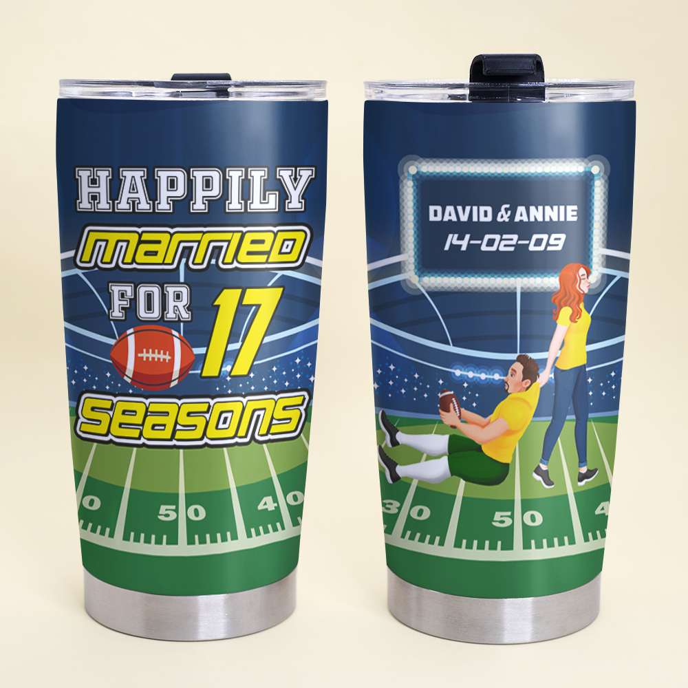 Custom American Football Couple Tumbler - Perfect Personalized Valentine's Day Gifts Tumbler Cup PopCulturePrints