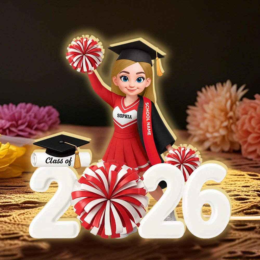 Personalized Graduation Cheerleader Figurine for Class of 2026 - Perfect Graduation Gift Plaque MagicInPrints