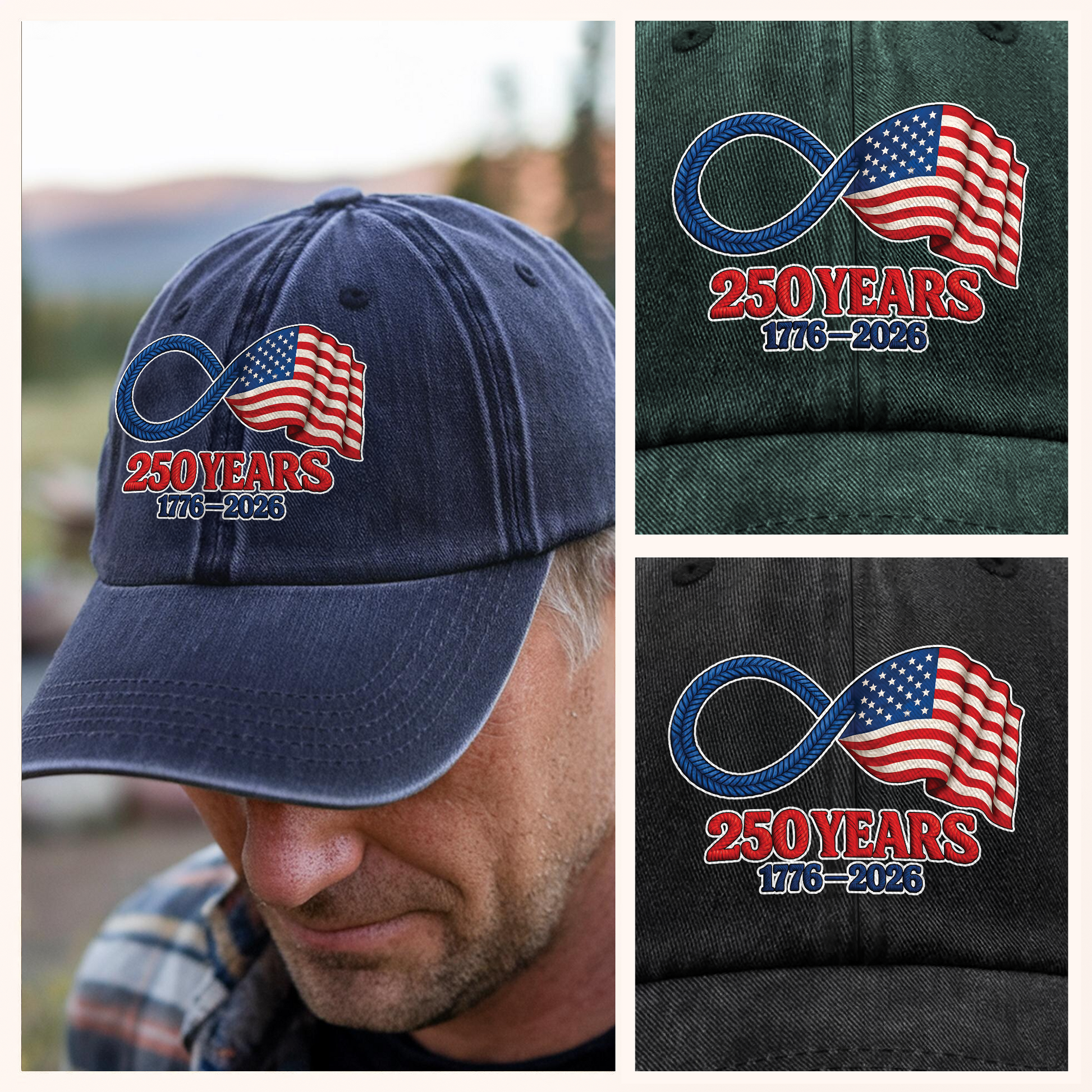 Custom Embroidered 250 Years Anniversary Cap for Patriotic Celebrations Hat MagicInPrints
