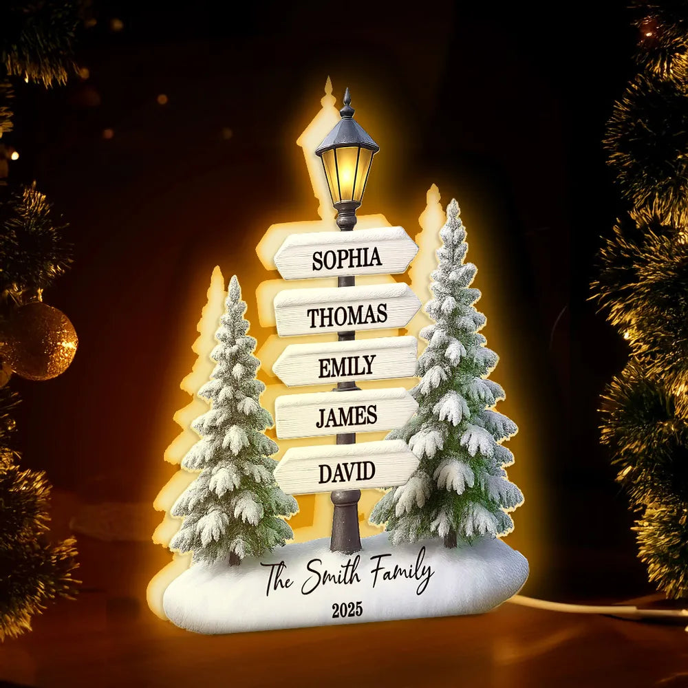 Personalized Family Name Christmas Lamp - Holiday Decor Gift Plaque MagicInPrints