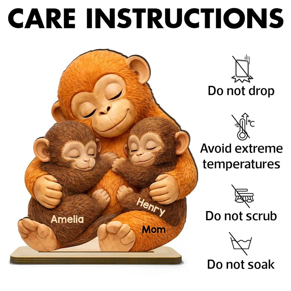 Personalized Monkey Family Figurine for Mom - Sentimental Home Decor Gift Plaque MagicInPrints