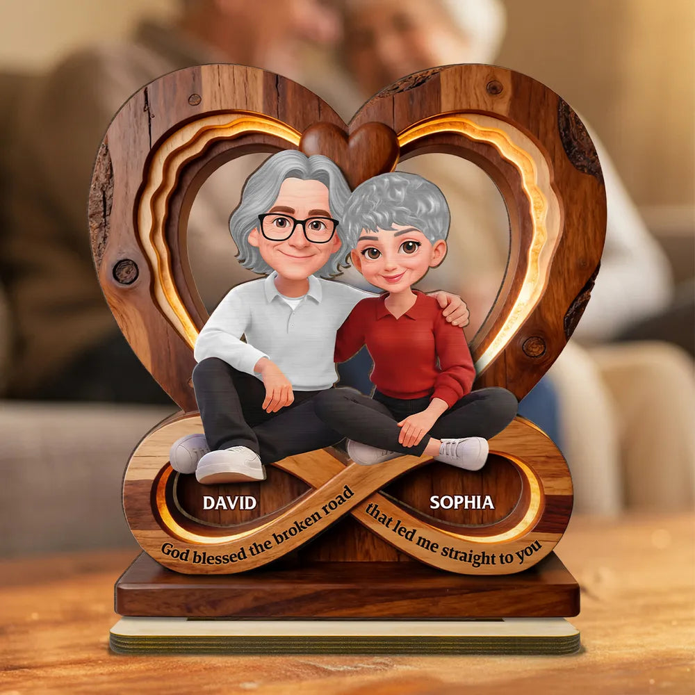 Personalized Wooden Heart Sculpture for Couples - Anniversary Gift Plaque MagicInPrints