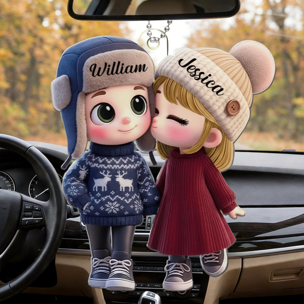 Personalized Couple Car Hanging Ornament for Lovers - Cute Gift for Anniversaries Car Hanger MagicInPrints