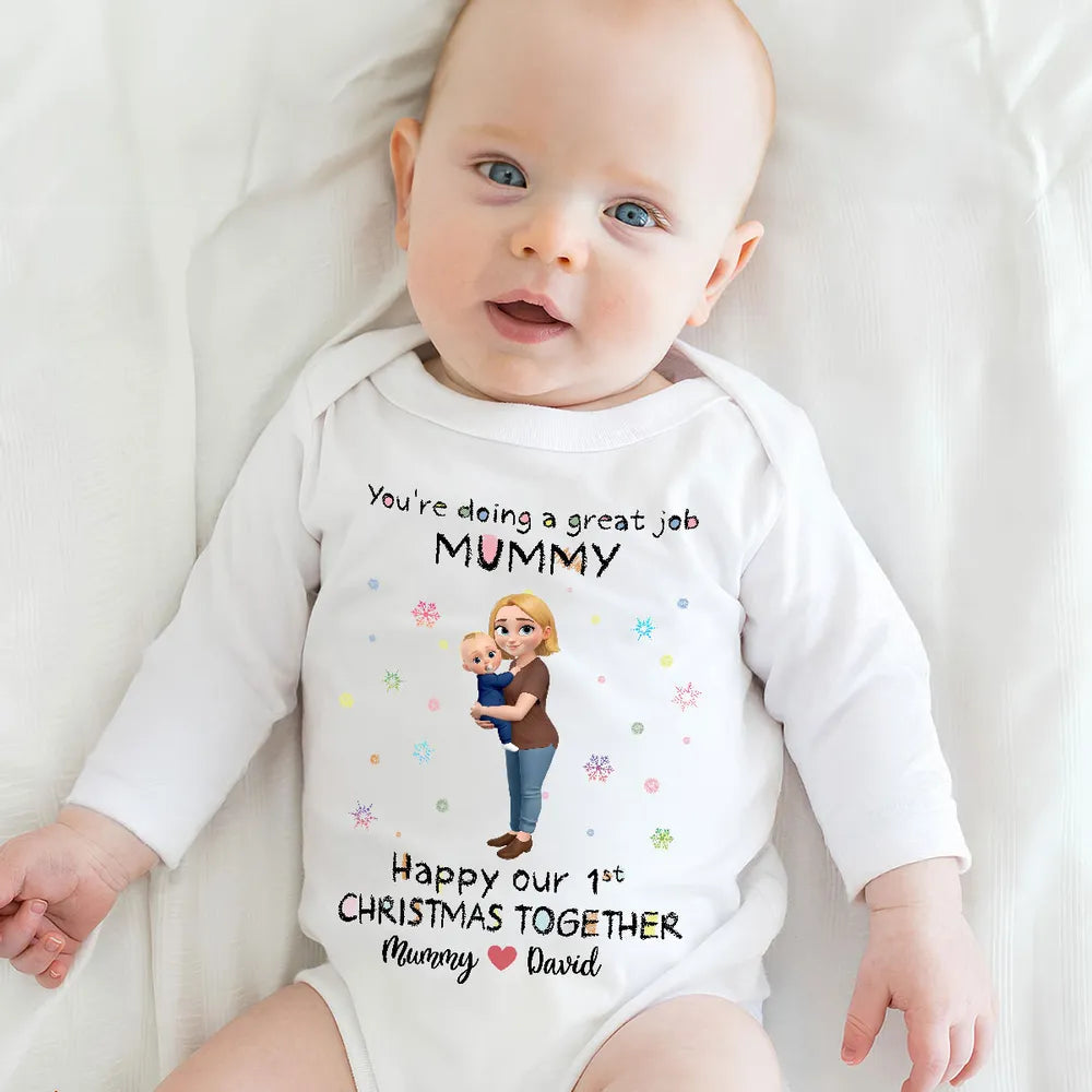 Personalized Baby Onesie for Mommy - First Christmas Together Cloth MagicInPrints
