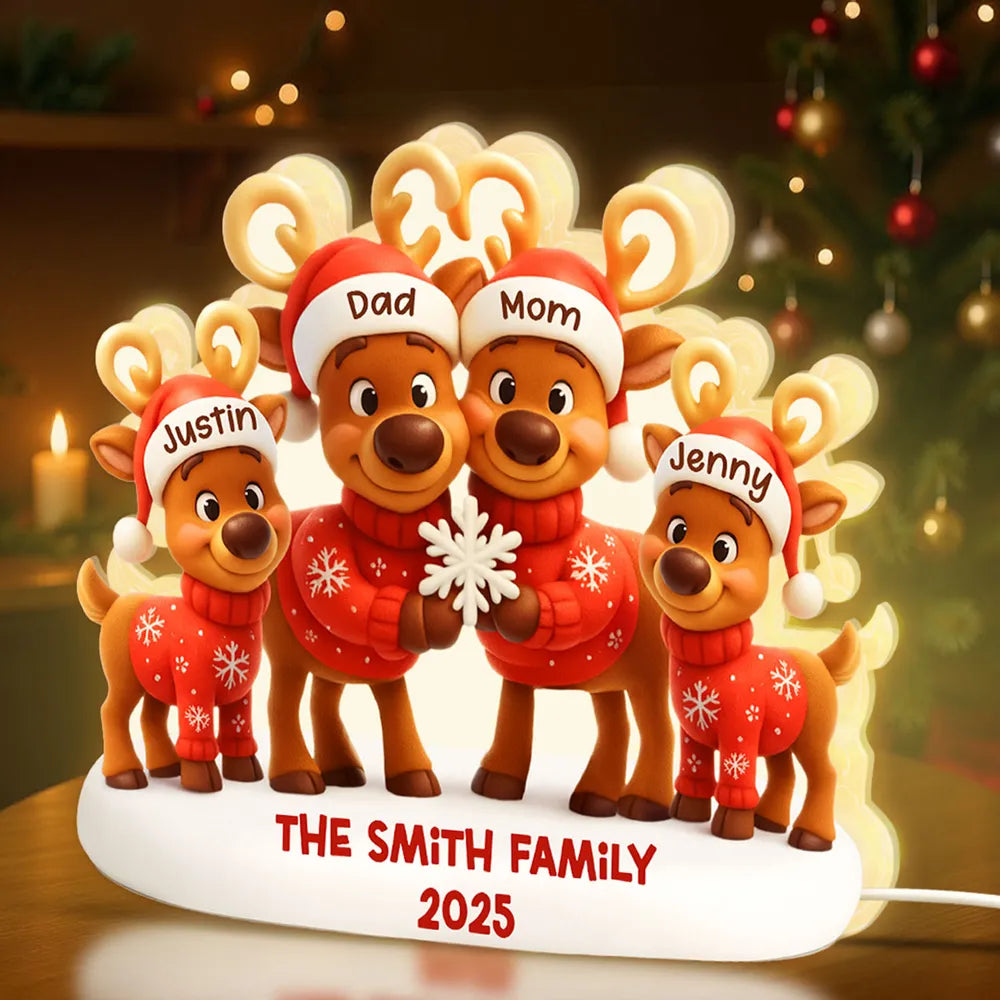 Personalized Family Reindeer Christmas Light - Festive Holiday Decor Plaque MagicInPrints