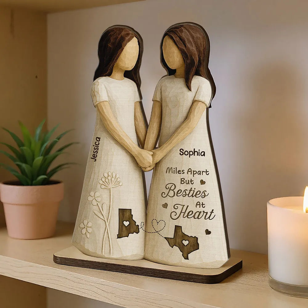 Personalized Best Friends Wooden Figurine - Long Distance Friendship Gift Plaque MagicInPrints