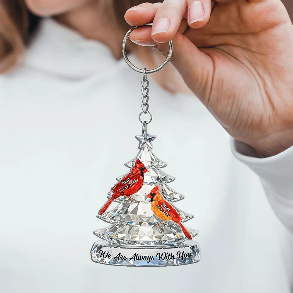 Personalized Memorial Keychain for Family - Crystal Cardinal Tree Keepsake Keychain MagicInPrints
