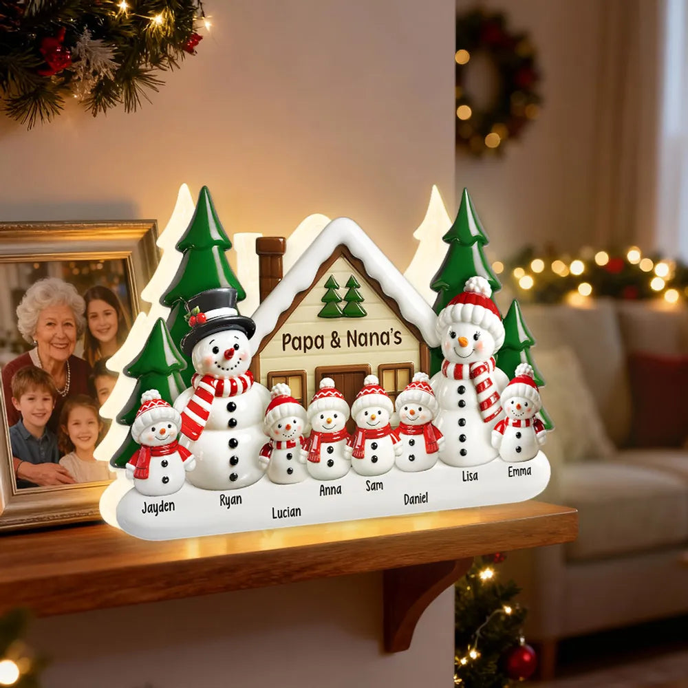 Personalized Family Snowman Christmas Ornament - Holiday Decoration Plaque MagicInPrints
