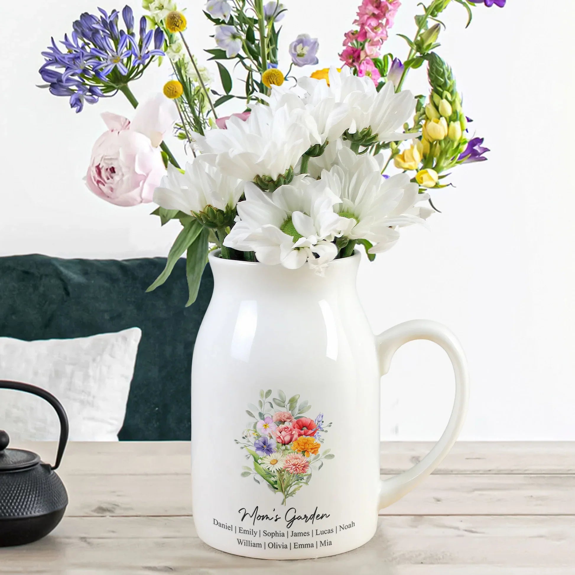 Personalized Ceramic Flower Vase for Mom - Custom Family Names Gift Vase MagicInPrints