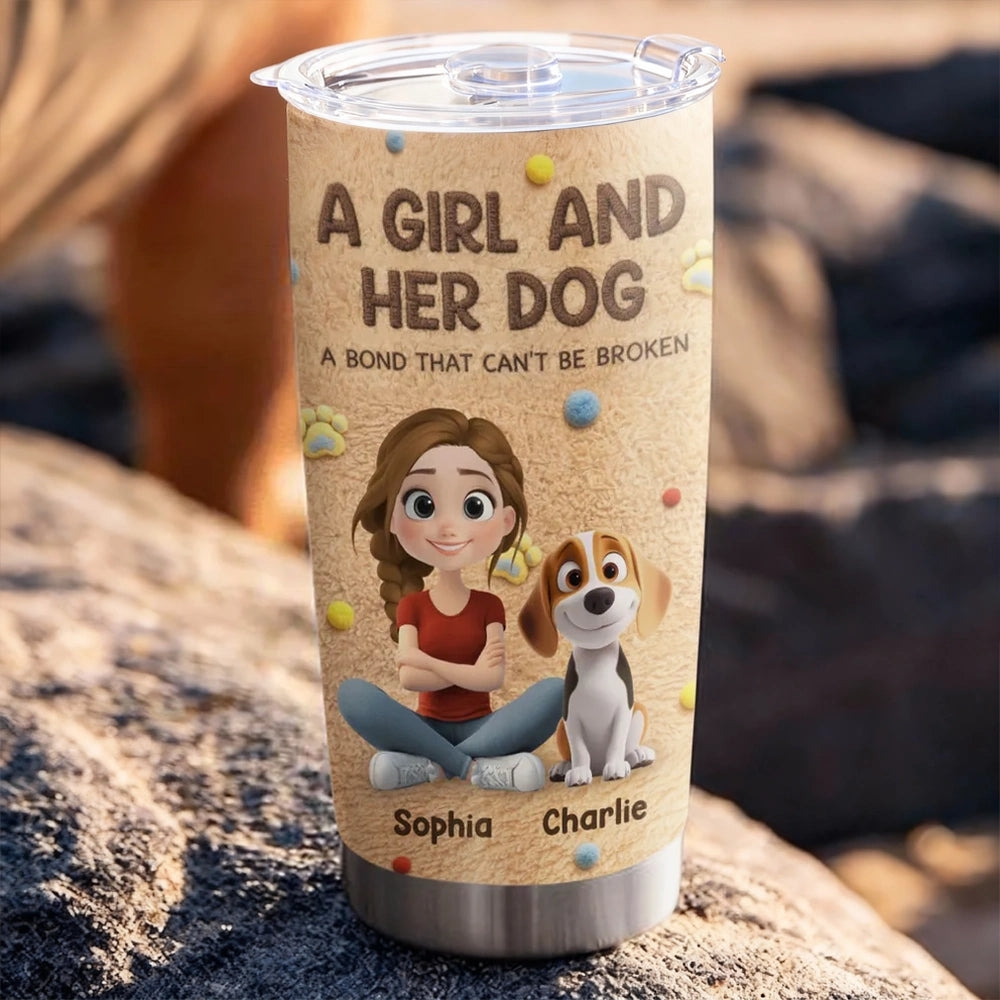 Personalized Tumbler for Dog Lovers - A Girl and Her Dog Design Cup MagicInPrints