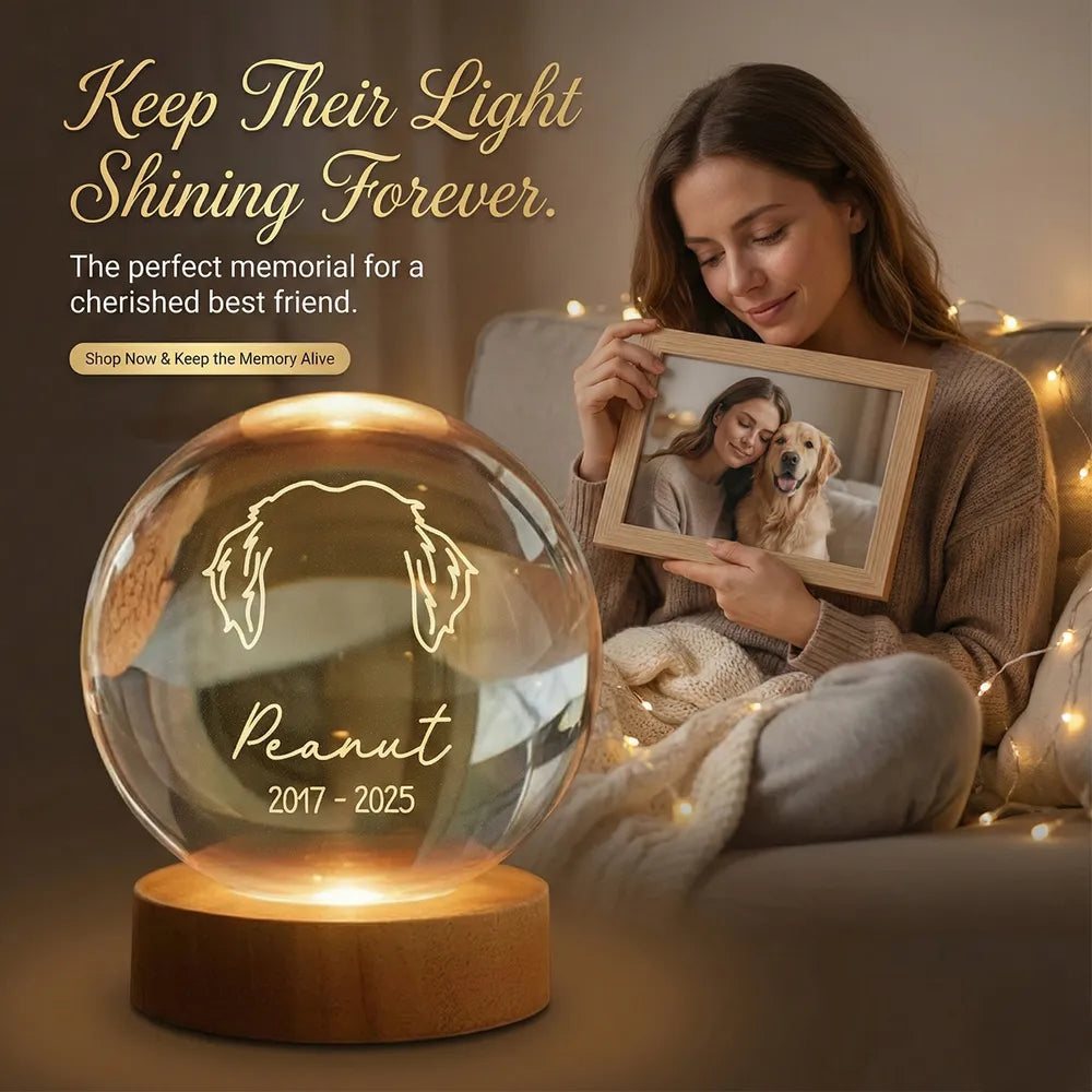 Personalized Pet Memorial Crystal Globe for Dog Lovers - Remembrance Keepsake Lamp MagicInPrints