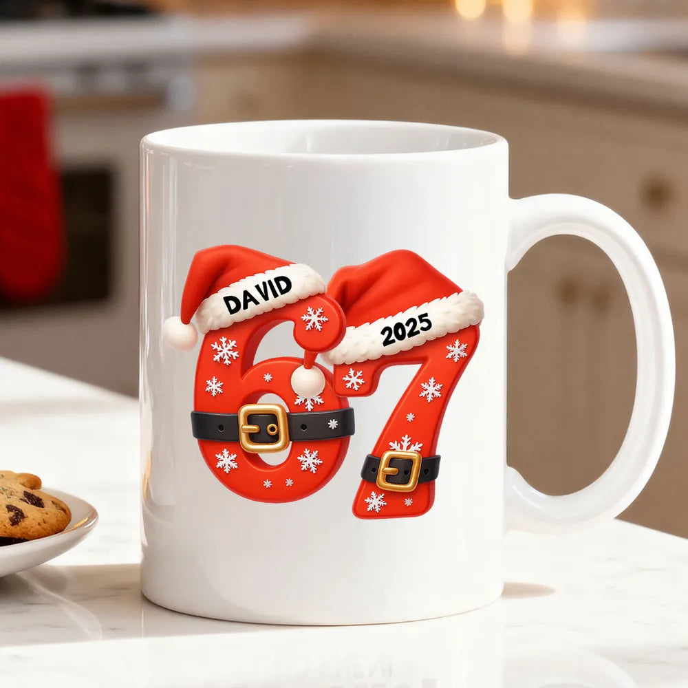 Personalized Christmas Mug for Kids - Santa Hat Design with Name and Year Cup MagicInPrints