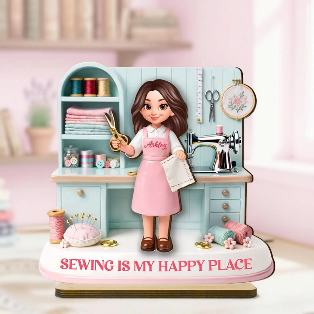 Personalized Sewing Enthusiast Figurine for Crafters - Home Decor Gift Plaque MagicInPrints