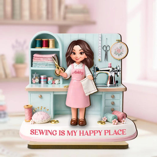 Personalized Sewing Enthusiast Figurine for Crafters - Home Decor Gift Plaque MagicInPrints
