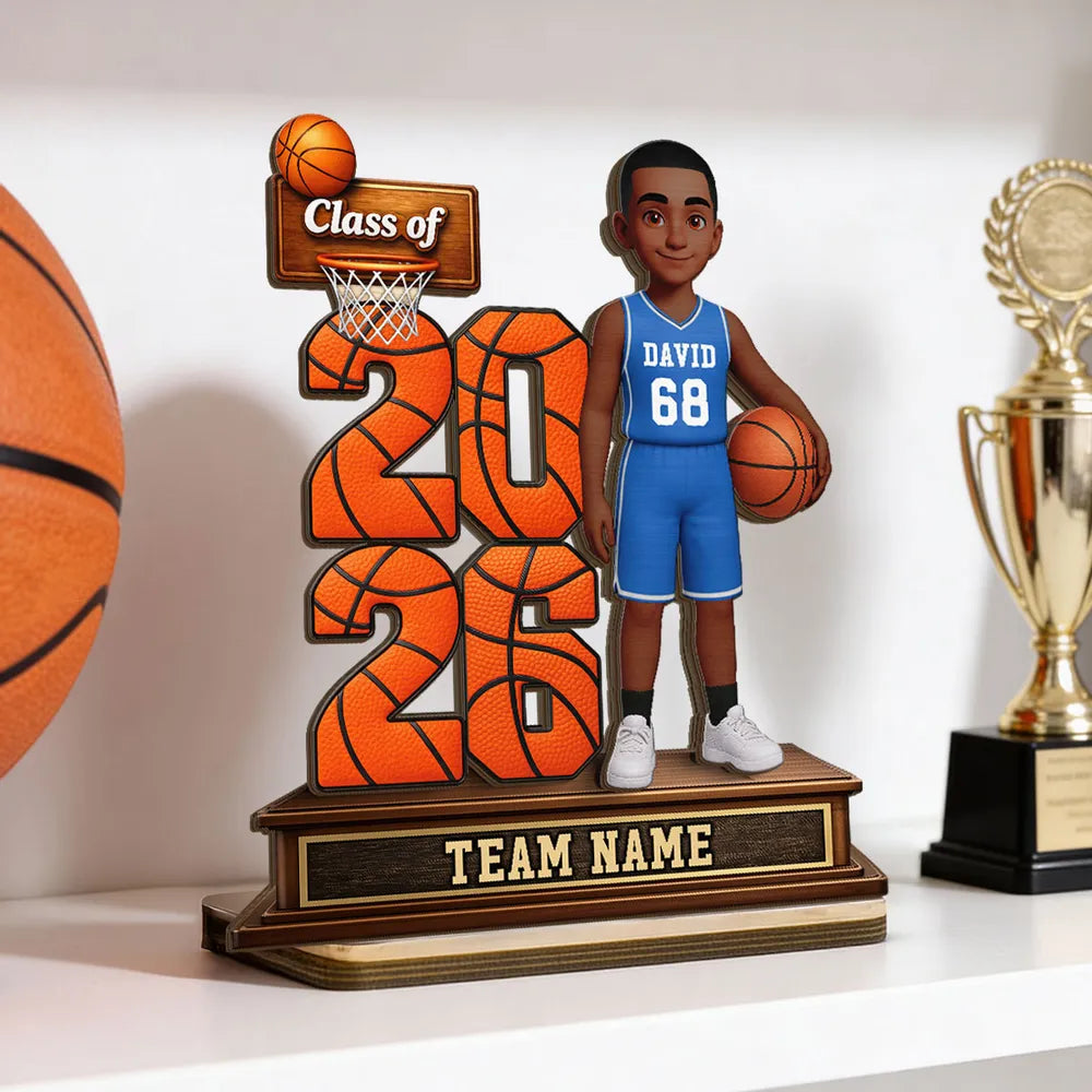Personalized Basketball Graduation Figurine for Class of 2026 - Custom Team Name Plaque MagicInPrints