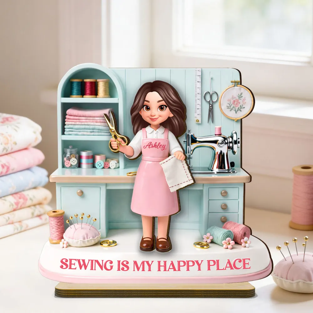 Personalized Sewing Enthusiast Figurine for Crafters - Home Decor Gift Plaque MagicInPrints