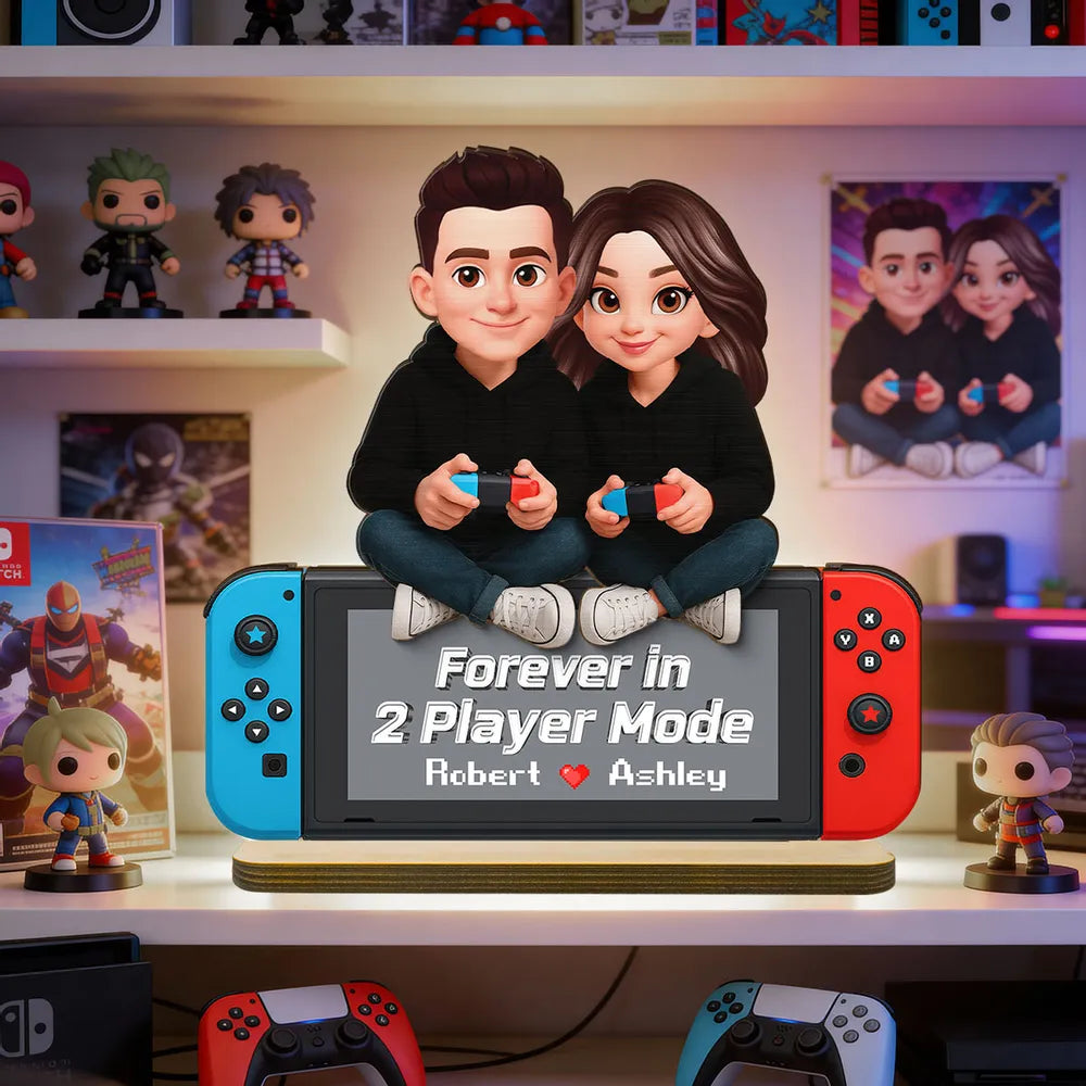 Personalized Couple Gaming Figurine - Custom Names - Romantic Gift Plaque MagicInPrints
