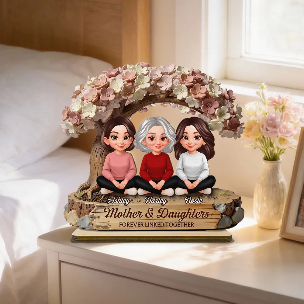 Personalized Mother & Daughters Figurine with Names - Sentimental Family Keepsake Plaque MagicInPrints