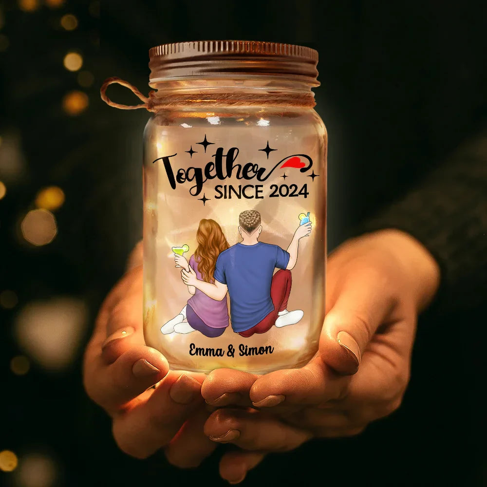 Personalized Couple Mason Jar Light - Romantic Anniversary Gift Lamp MagicInPrints