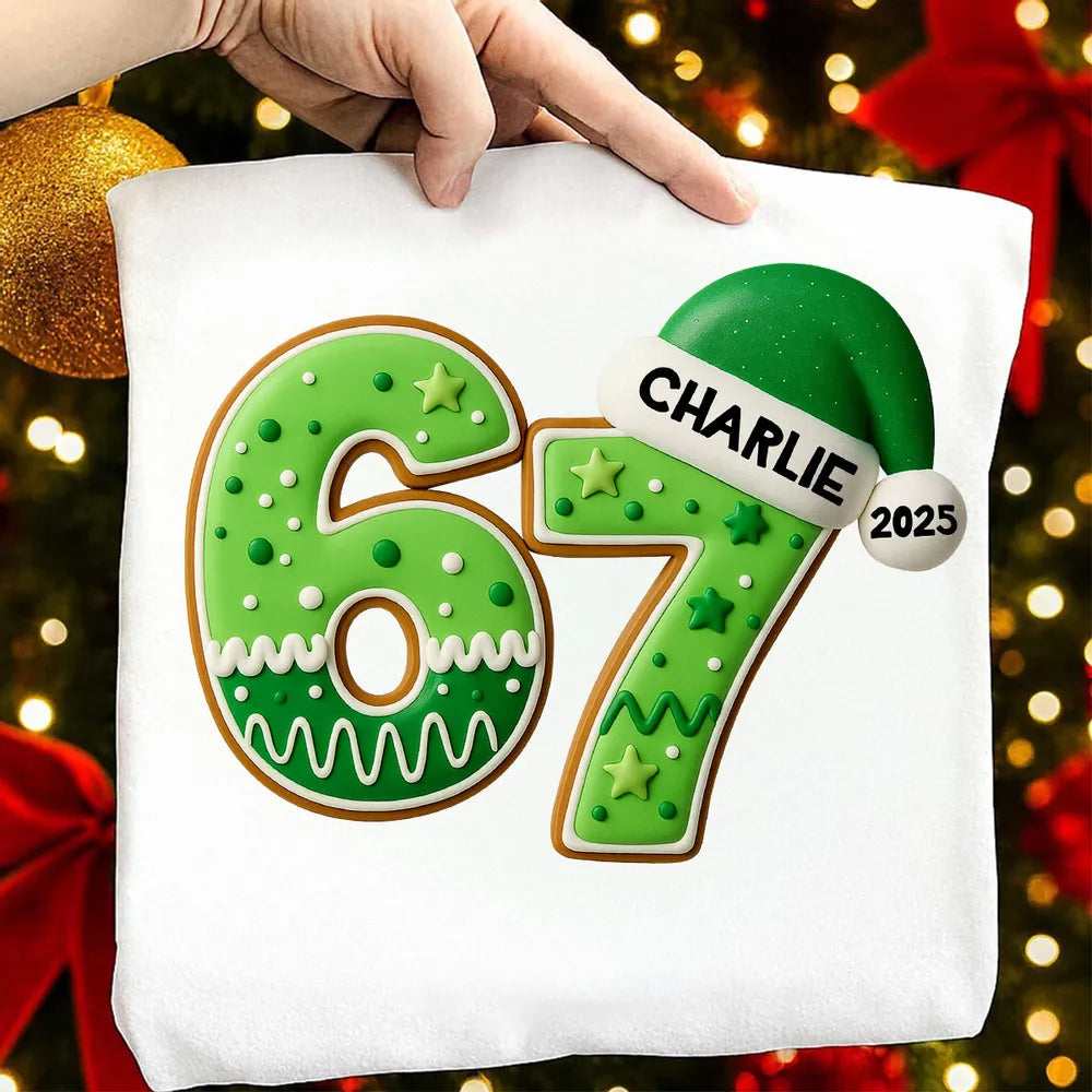 Personalized Christmas Sweatshirt for Women - Gingerbread Number Design Cloth MagicInPrints