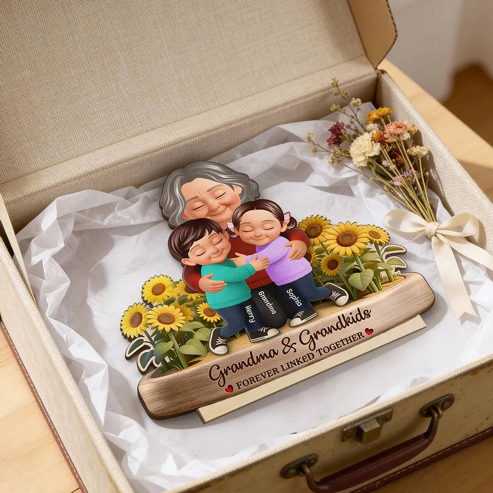 Personalized Grandma and Grandkids Wooden Sculpture - Sentimental Gift for Family Plaque MagicInPrints