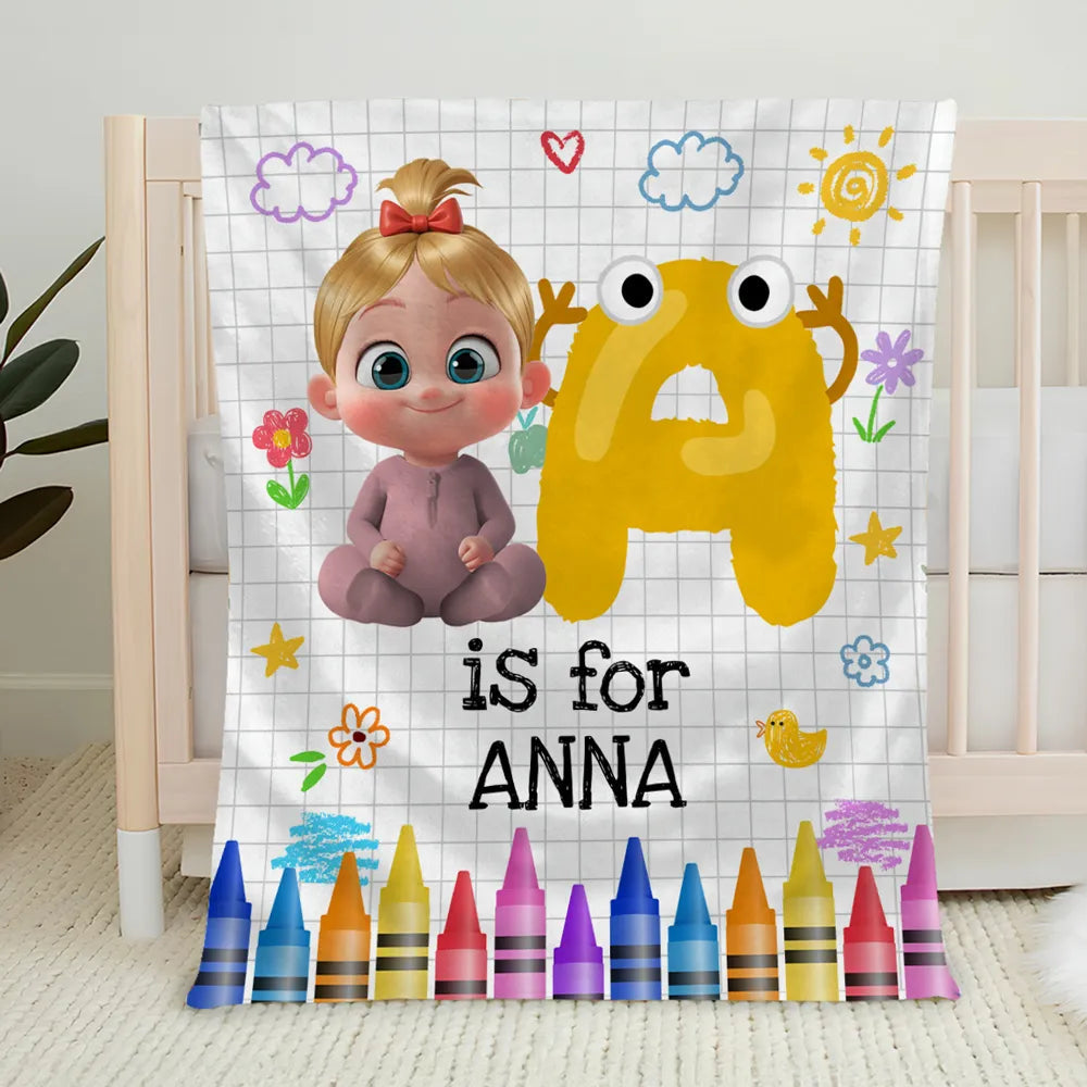 Personalized Baby Blanket for Kids with Name and Cute Cartoon Design - Perfect Nursery Decor Pillow or Blanket MagicInPrints