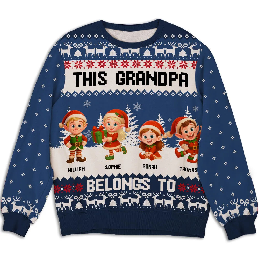 Personalized Christmas Sweater for Nana with Elf Design - Holiday Gift Cloth MagicInPrints