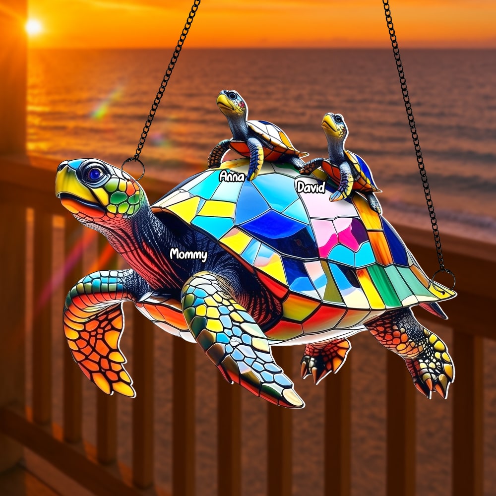 “Cherished Moments” - Sea Turtle Family Ornament - Personalized Gift for Grandma, Mom, and Loved Ones