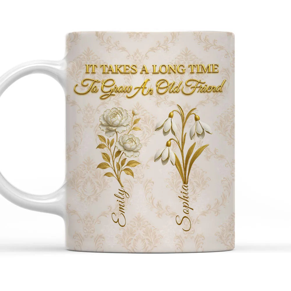 Personalized Friendship Mug for Women - Floral Design with Names - Sentimental Gift Cup MagicInPrints