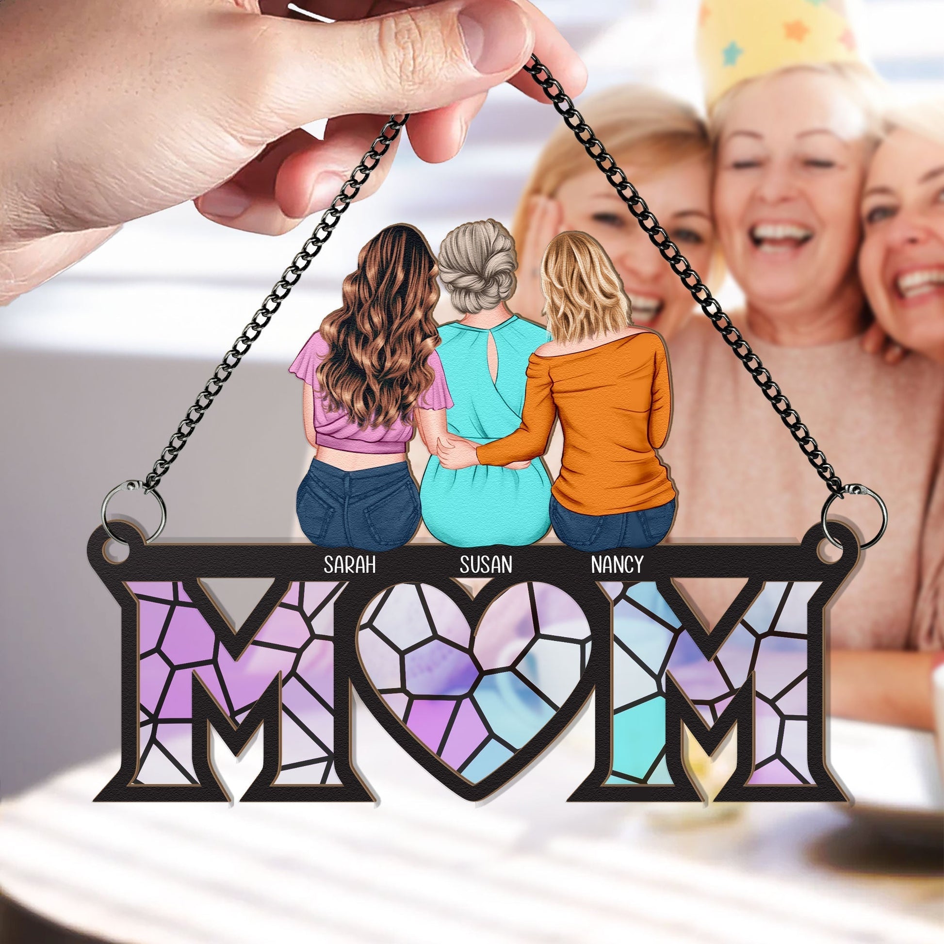 Personalized Stained Glass Mom Sign for Family - Mother's Day Gift Ornament MagicInPrints