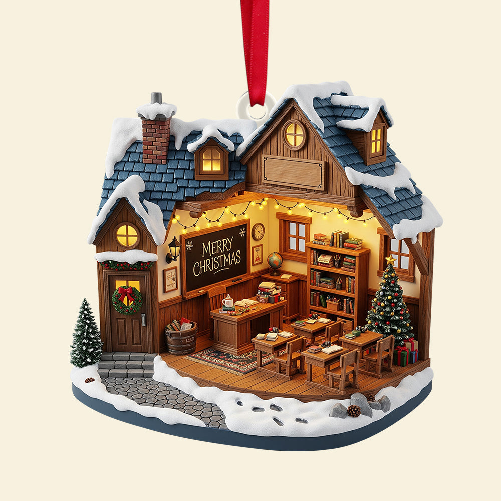 “Celebrate a Teacher’s Dedication” - Personalized Teacher Miniature Classroom Ornament - Custom Gift for Educators Ornament MagicInPrints