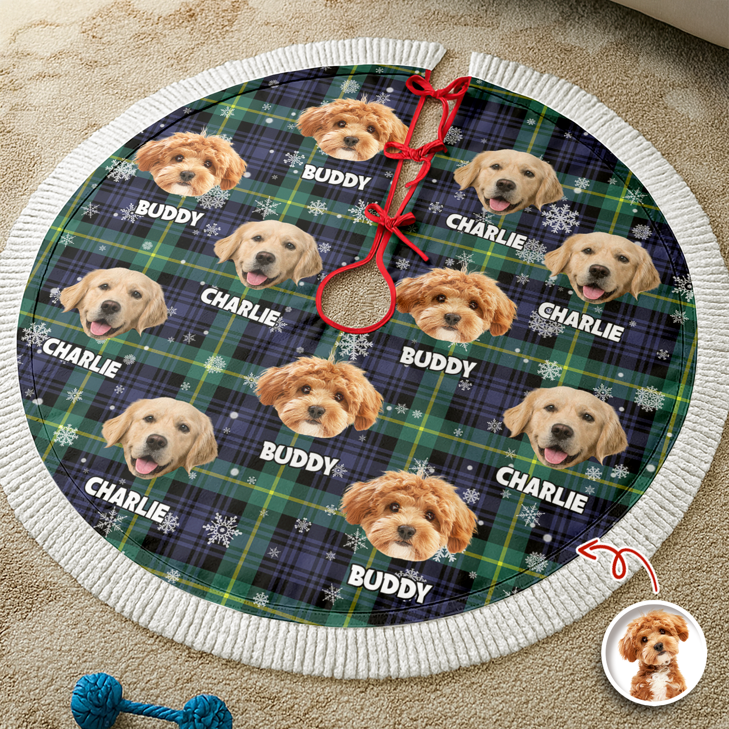 Custom Dog Photo Christmas Tree Skirt for Pet Lovers - Holiday Decor Doormat MagicInPrints