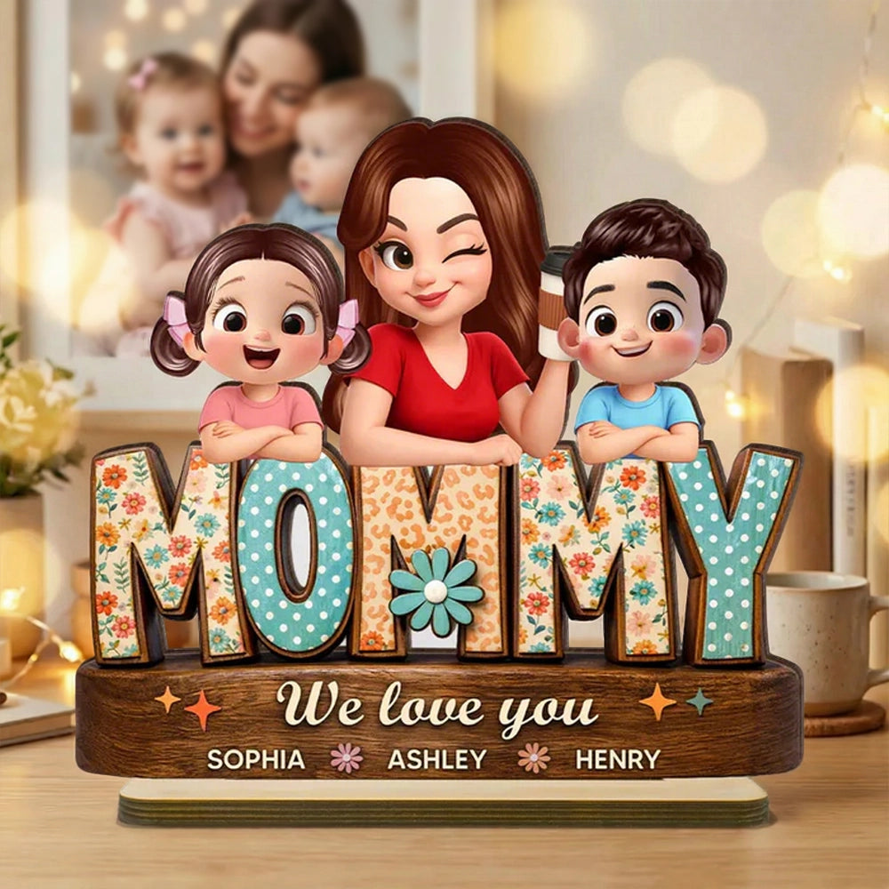 Personalized Family Figurine for Mom - Custom Names Gift for Mother's Day Plaque MagicInPrints