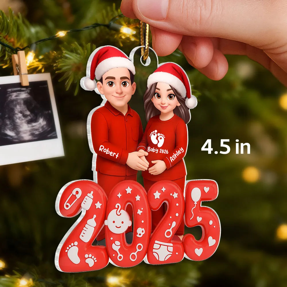 Personalized Couple Christmas Ornament for Expecting Parents - 2025 Holiday Keepsake Ornament MagicInPrints