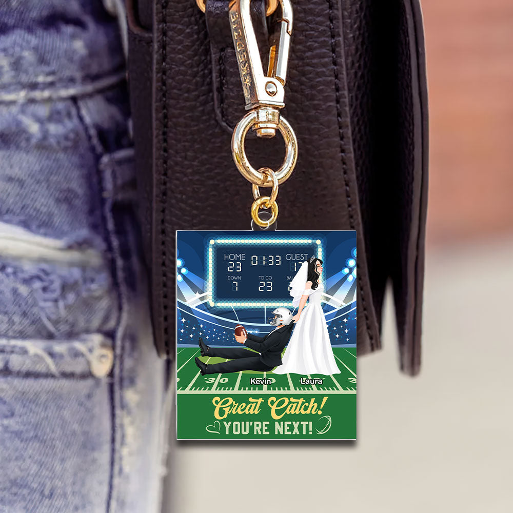 Personalized American Football Couple Keychain - Unique Valentine's Day Gifts for Him & Her Keychains PopCulturePrints