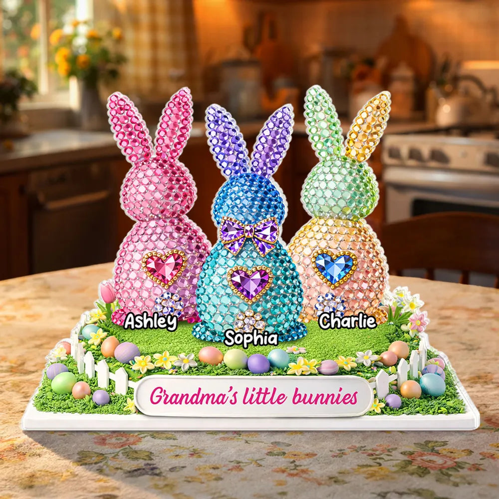 Personalized Crystal Bunny Figurines for Kids - Easter Decoration Gift Plaque MagicInPrints