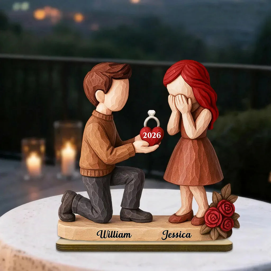 Personalized Wooden Couple Figurine - Engagement Gift for Couples Plaque MagicInPrints