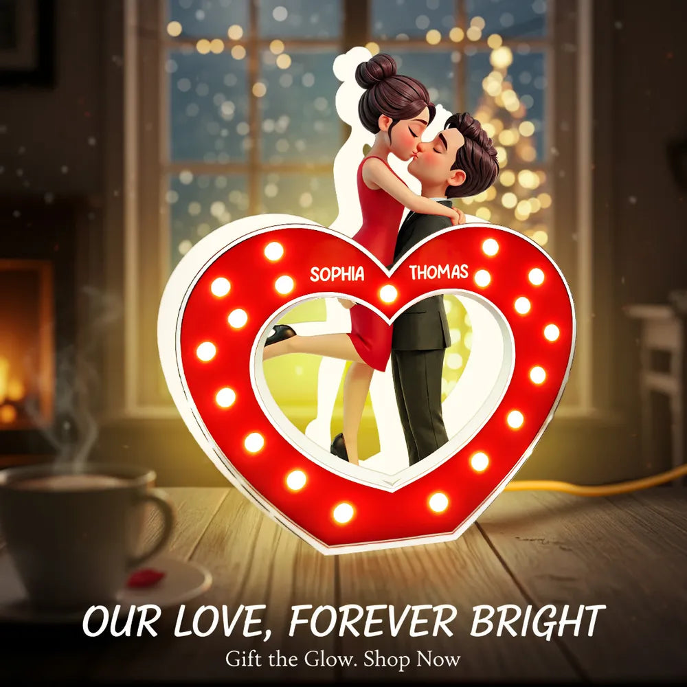 Personalized Heart-Shaped LED Lamp for Couples - Romantic Gift Plaque MagicInPrints