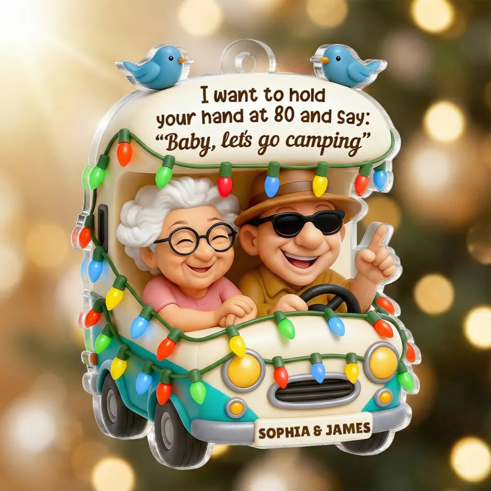 Personalized Elderly Couple Christmas Ornament - Romantic Camping Adventure Ornament MagicInPrints