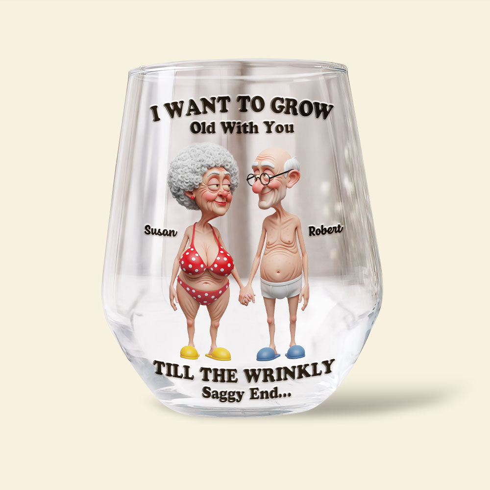 I Want to Grow Old With You - Funny Personalized Egg Cup for Couples Glass Egg Cup MagicInPrints